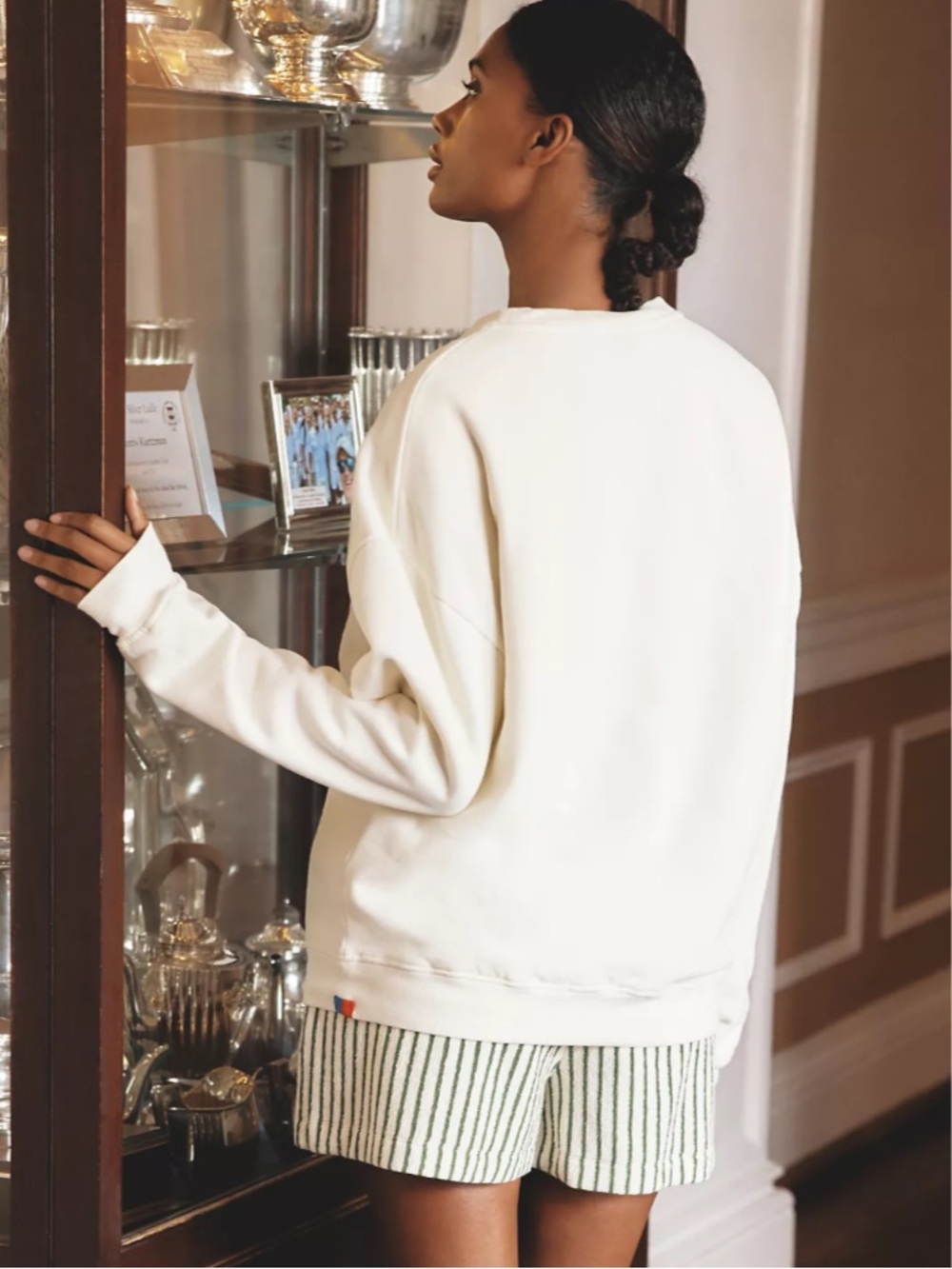 KULE The Oversized Apres Tennis Sweatshirt Cream Medium - Picture 3 of 10